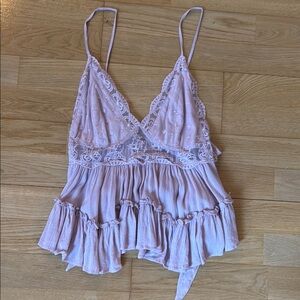 Lace Trimmed Lavender Strappy Top